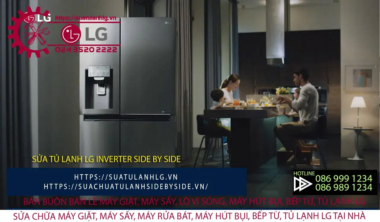 LG inverter side-by-side refrigerator for reliable cooling and energy efficiency. Expert repair and warranty services available for LG appliances in your home.