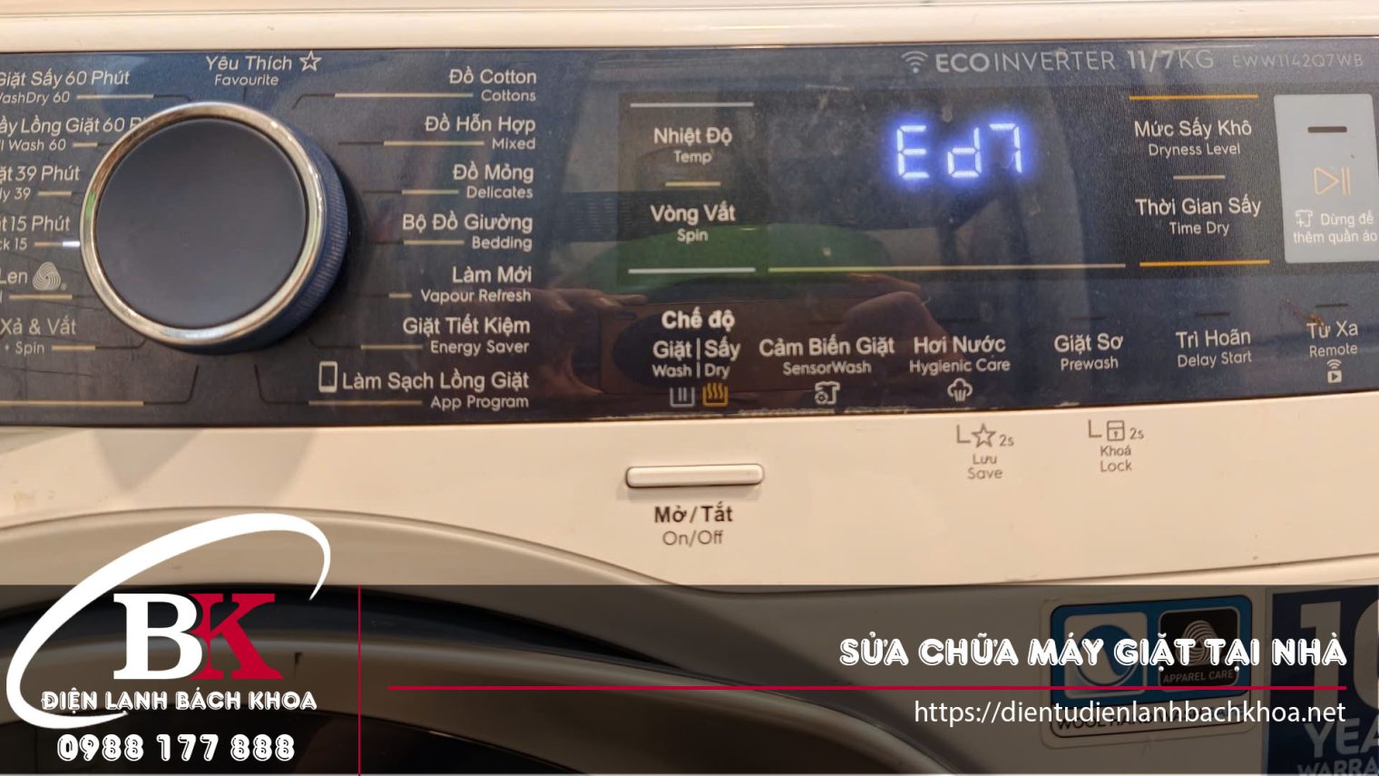 Lỗi Ed7 máy giặt Electrolux