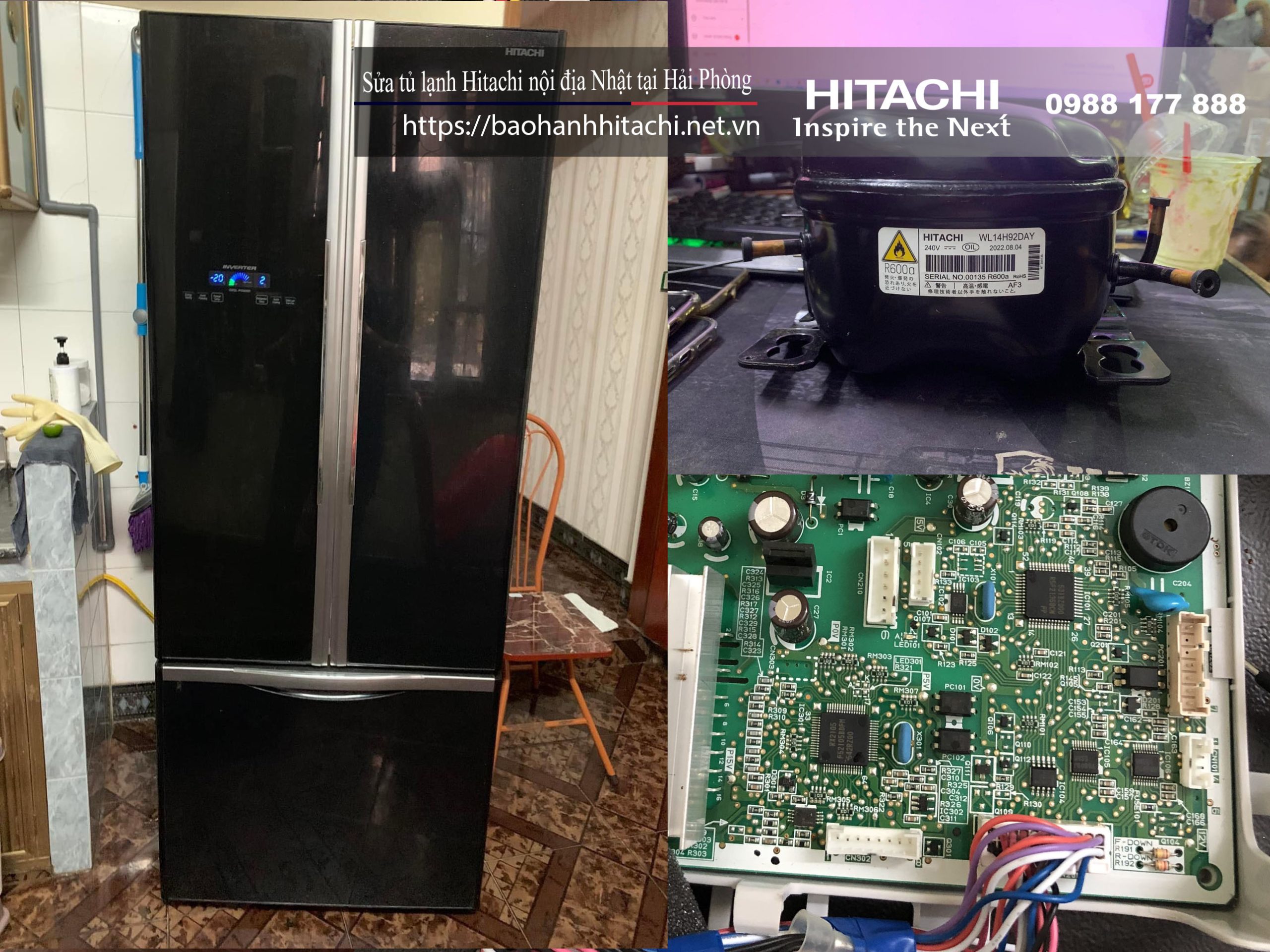 Tủ lạnh Hitachi đã qua sửa chữa tại Hải Phòng, linh kiện, bộ phận điện tử đảm bảo chất lượng cao, bảo hành chính hãng, dịch vụ sửa chữa nhanh chóng và uy tín.